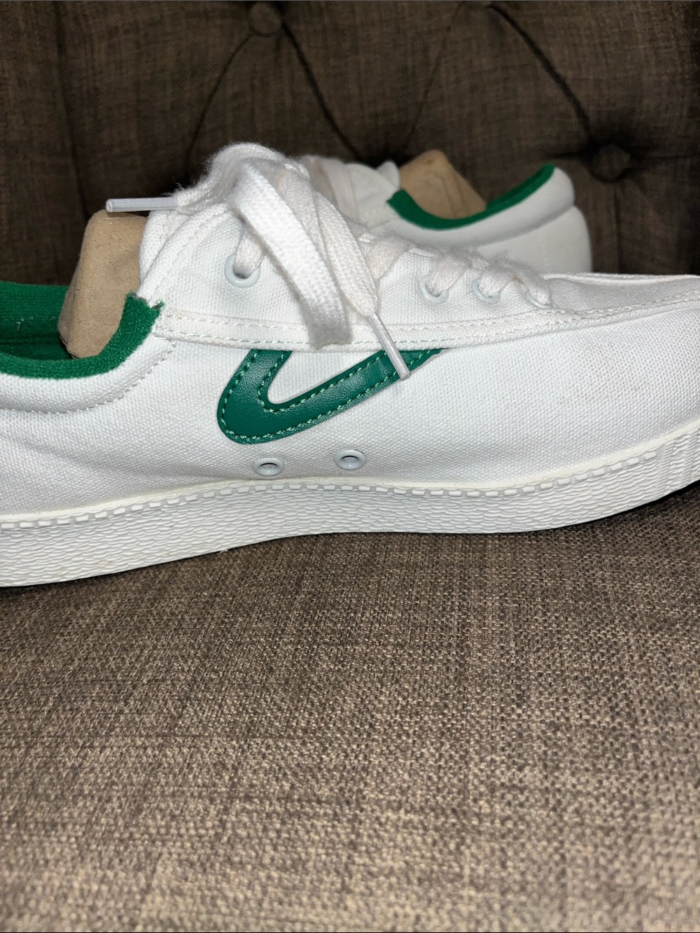 Tretorn Nylite Plus White Canvas Sneakers with Green Trim women's size 9 - Picture 7 of 10
